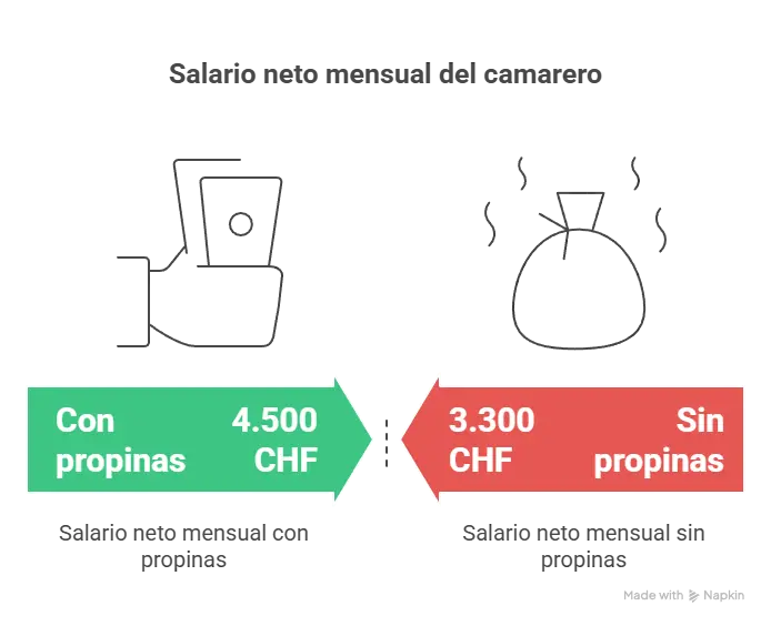 salario neto mensual camarero suiza